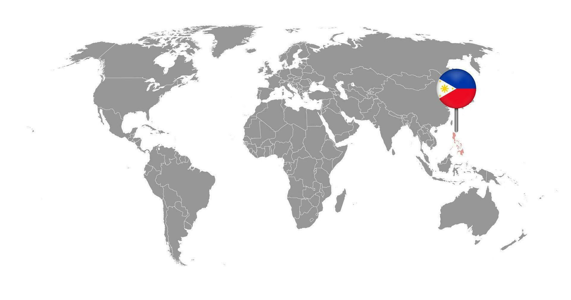 pin mapa con bandera de filipinas en el mapa mundial. ilustración vectorial vector