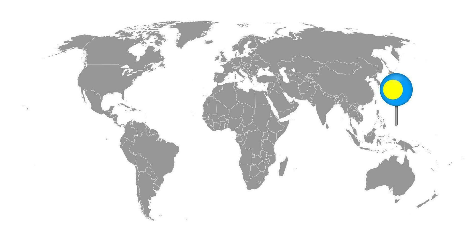 Pin map with Palau flag on world map. Vector illustration.