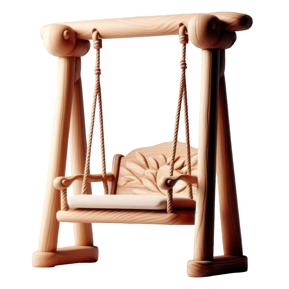 AI generated Wood swing isolated on transparent background. AI Generated png
