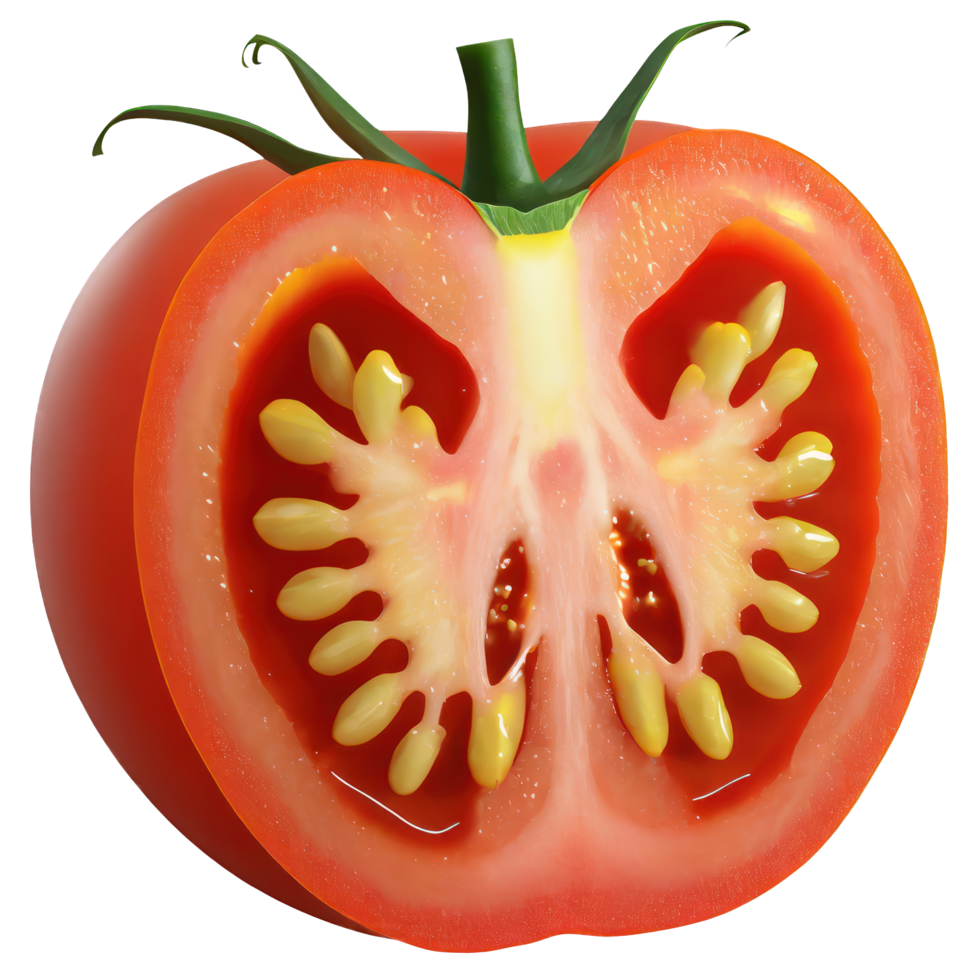 AI generated Tomato half cut isolated on transparent background. AI Generated png