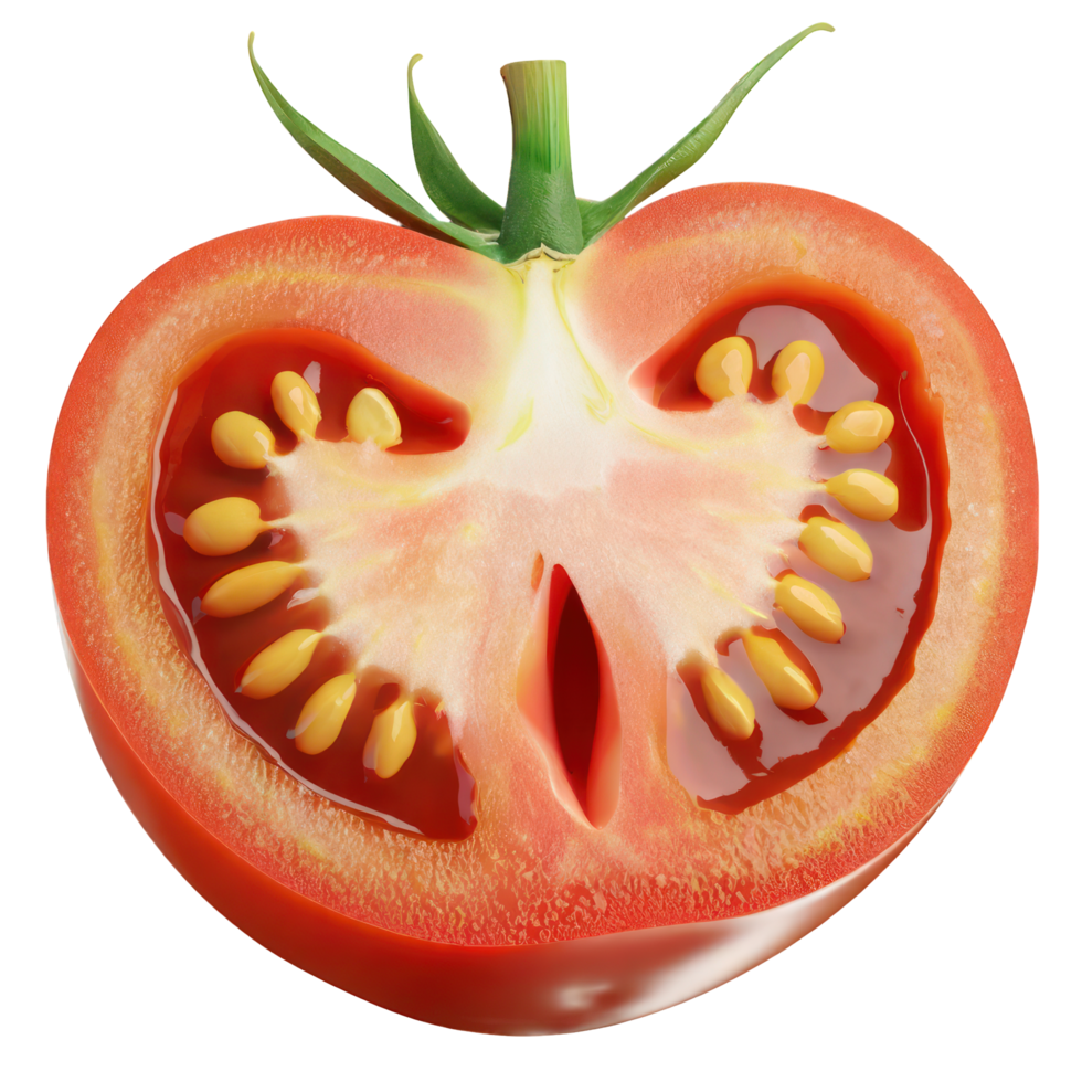 AI generated Tomato half cut isolated on transparent background. AI Generated png