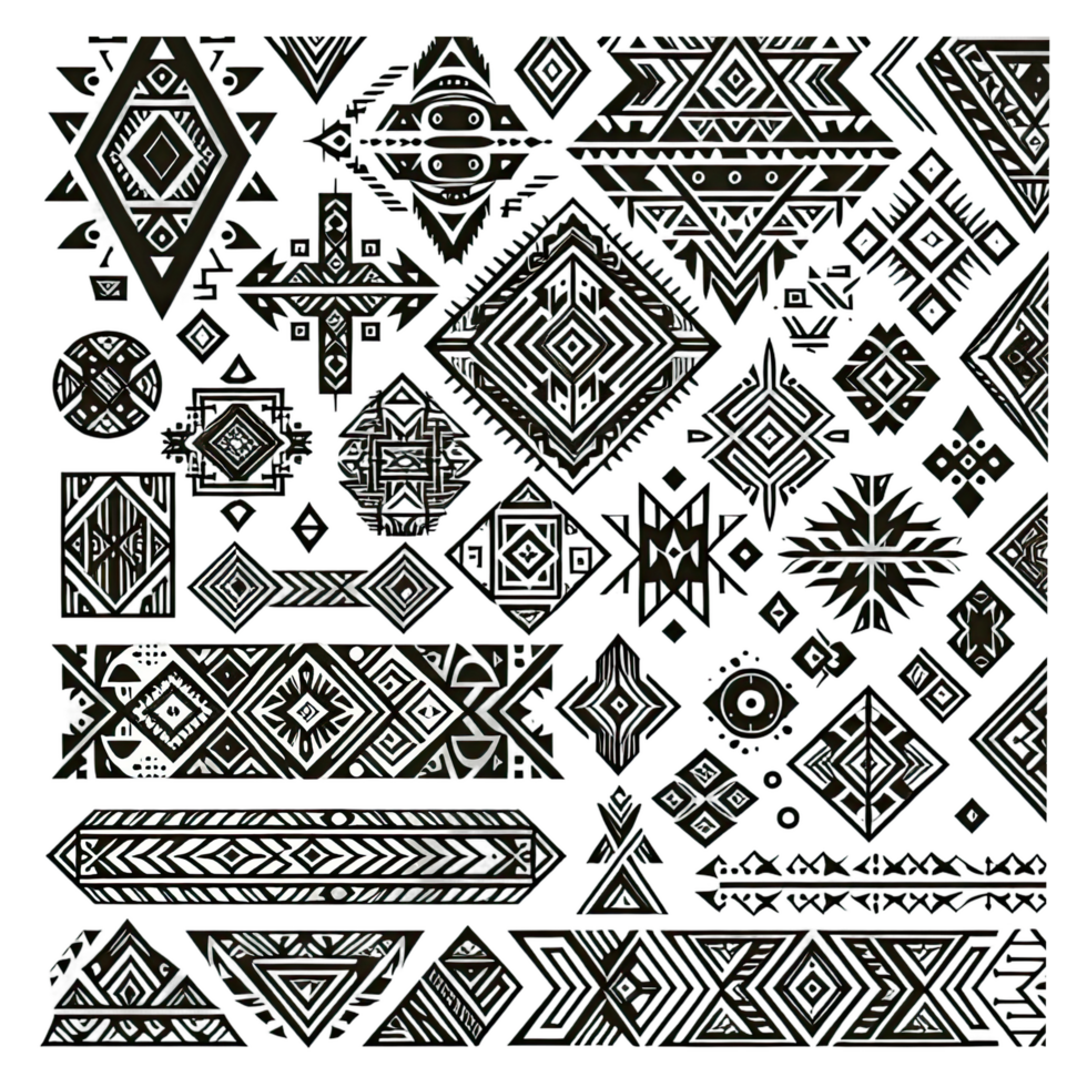 AI generated geometric tribal elements isolated on transparent background png