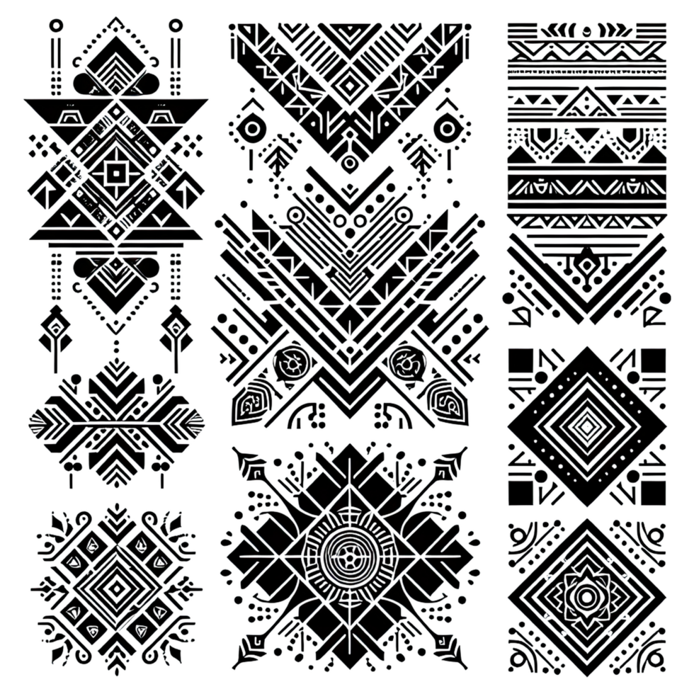 AI generated geometric tribal elements isolated on transparent background png