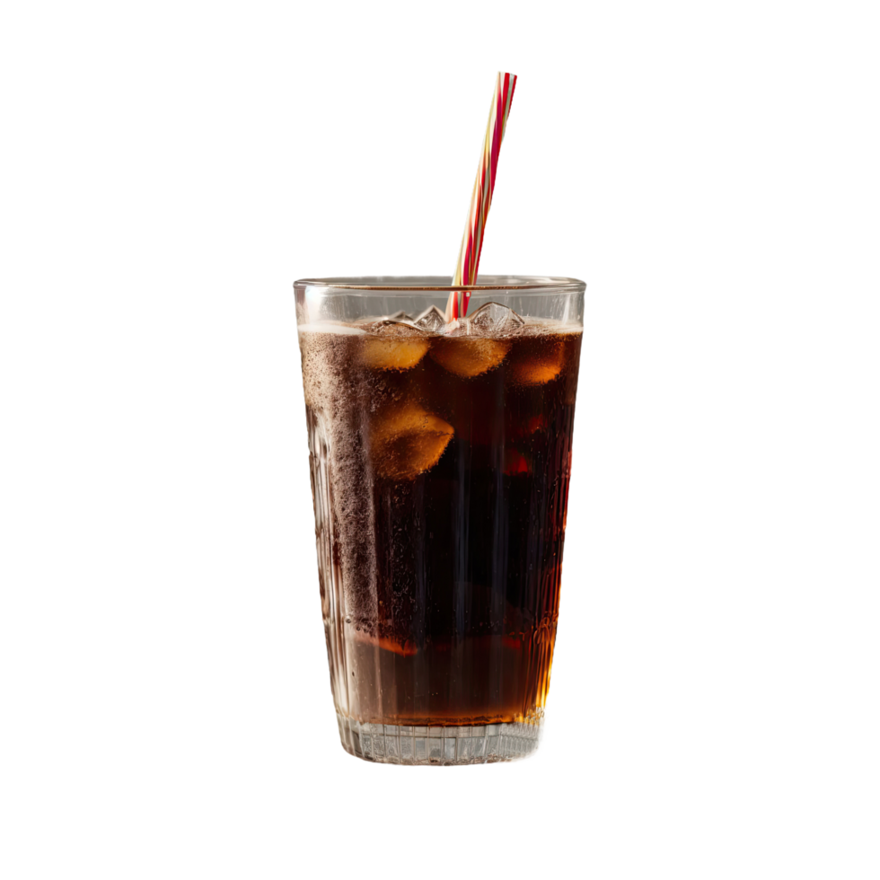 AI generated cola with straw isolated on transparent background png