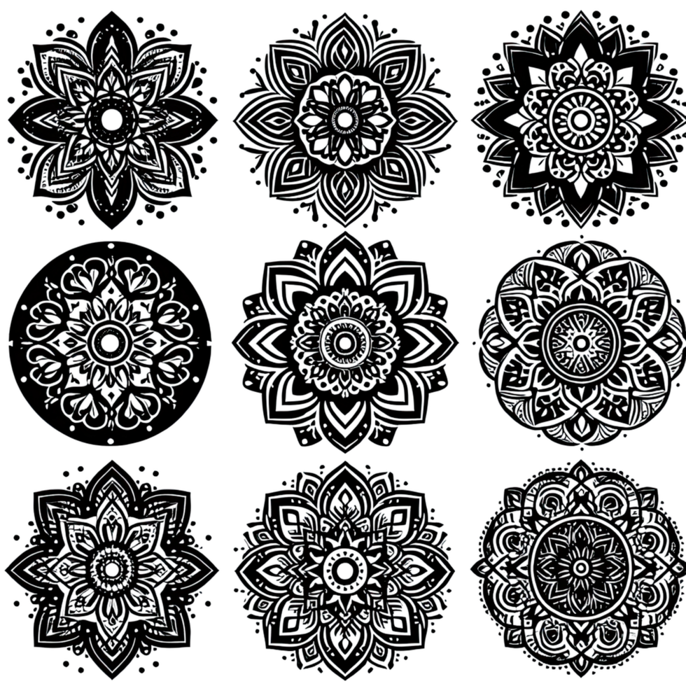 AI generated mandala circles isolated on transparent background png