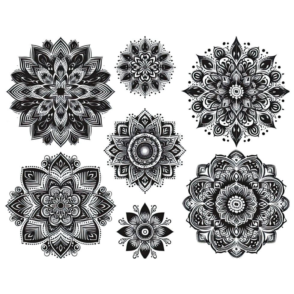 AI generated mandala circles isolated on transparent background png
