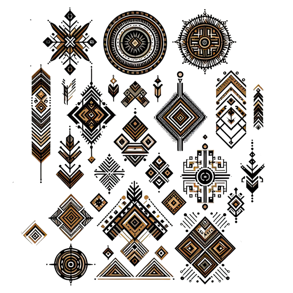 AI generated geometric tribal elements isolated on transparent background png