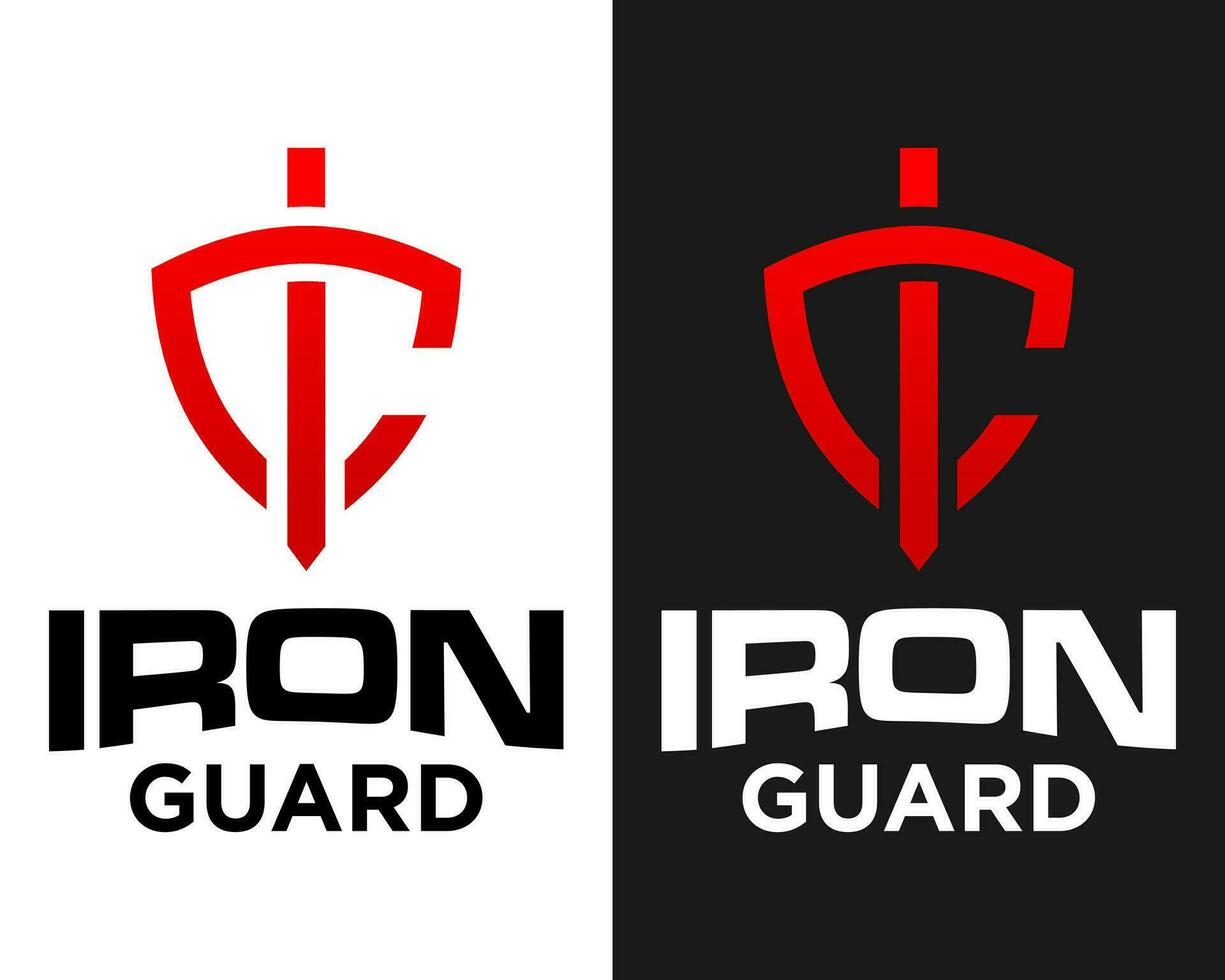 letra yo monograma espada y proteger deporte logo diseño. vector