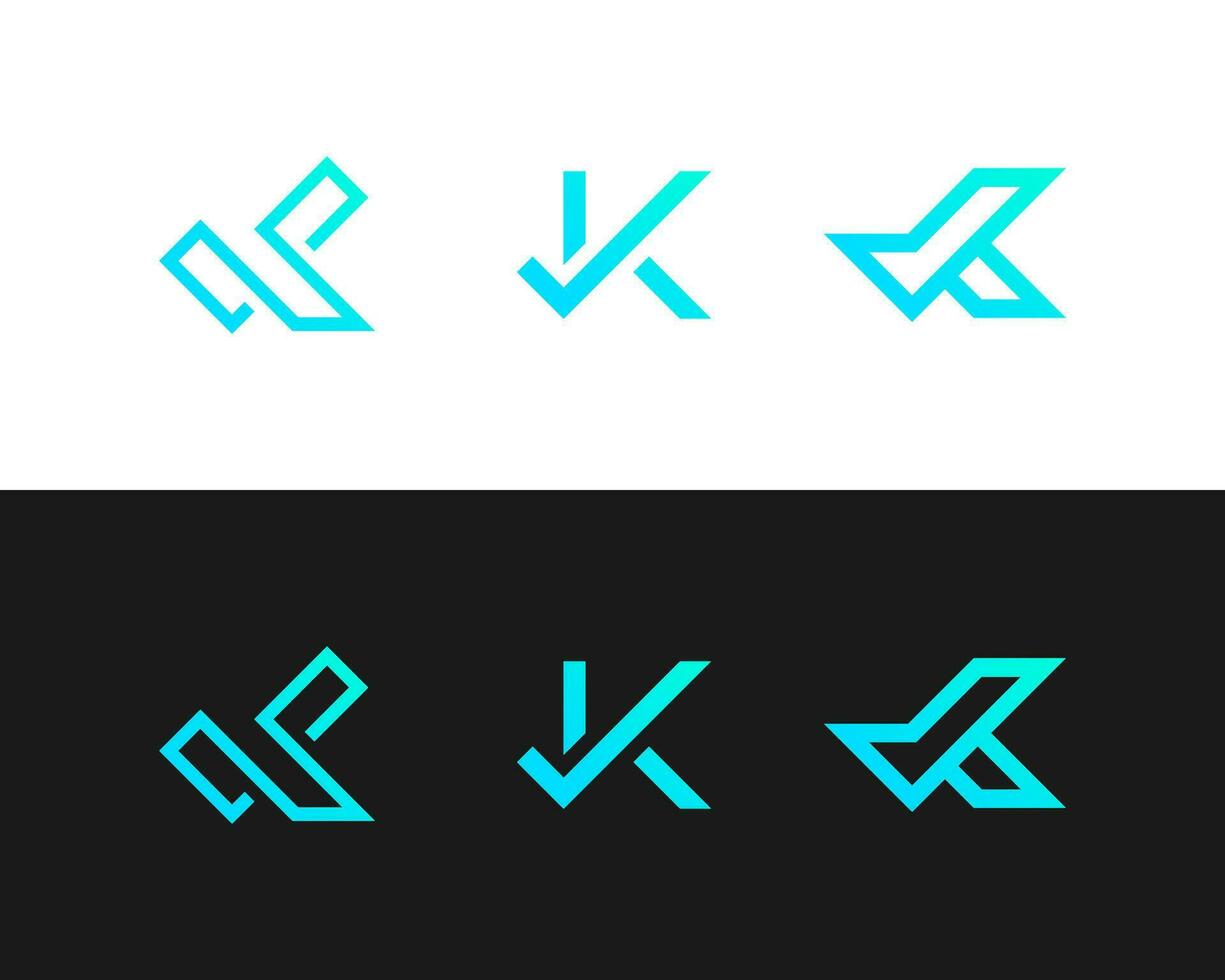letra k monograma geométrico forma línea tecnología logo diseño. vector