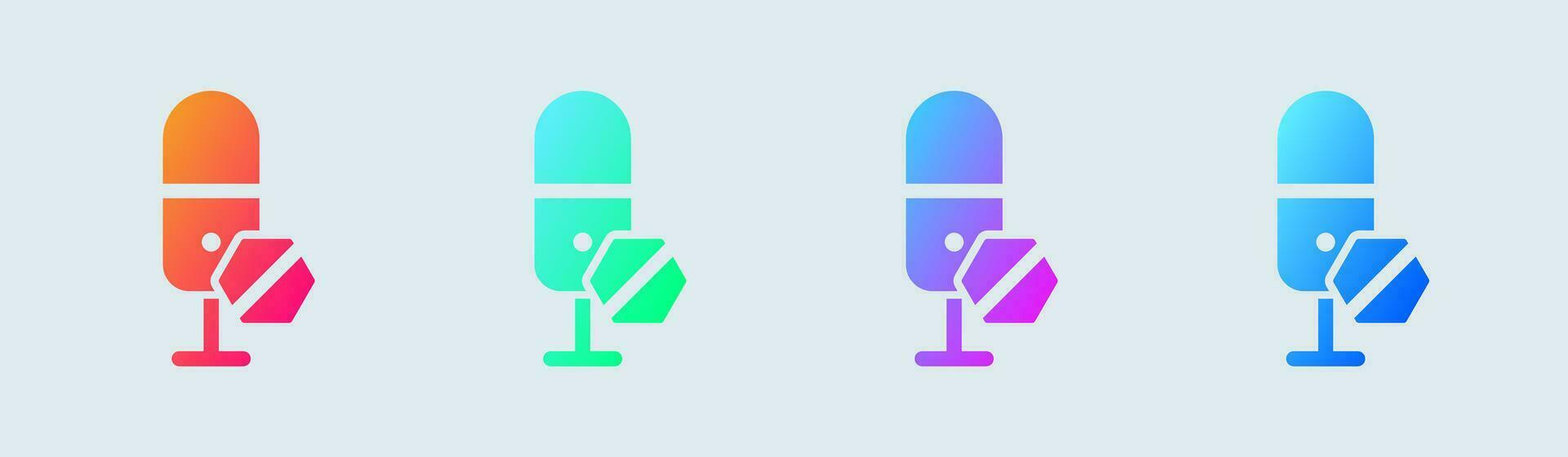 Off mic solid icon in gradient colors. Microphone signs vector illustration.