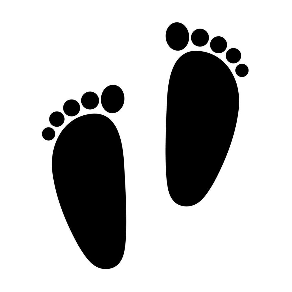 Baby Footprints Vector Icon On White Background. A Pair of Small, Adorable Feet.