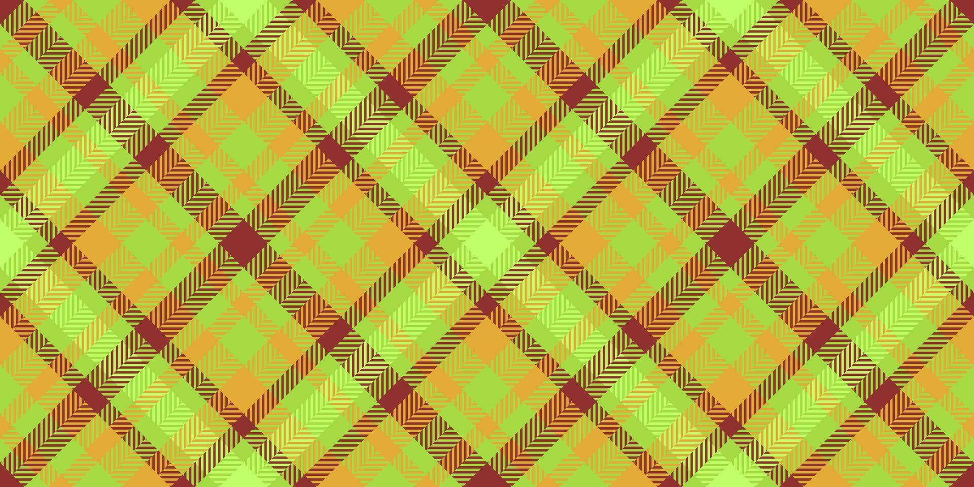 Pure tartan vector pattern, drapery plaid check fabric. Multi seamless texture background textile in green and amber colors.