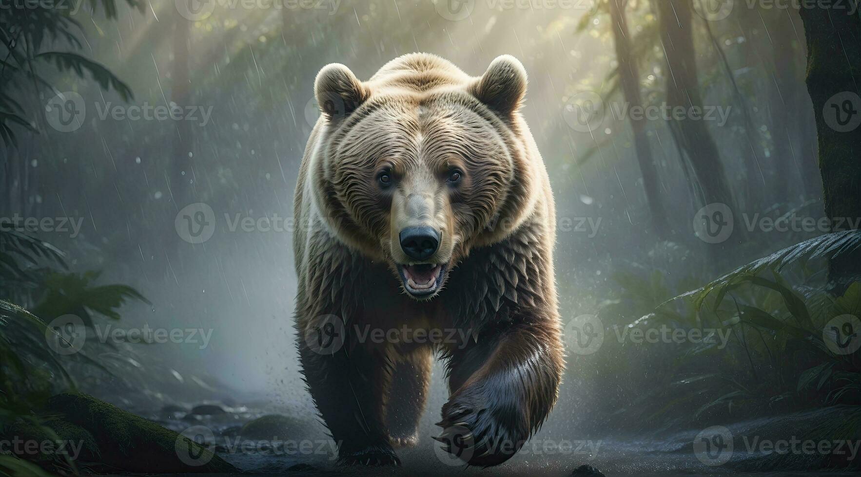 AI generated Bear's attack, Realistic images of wild animal attacks photo