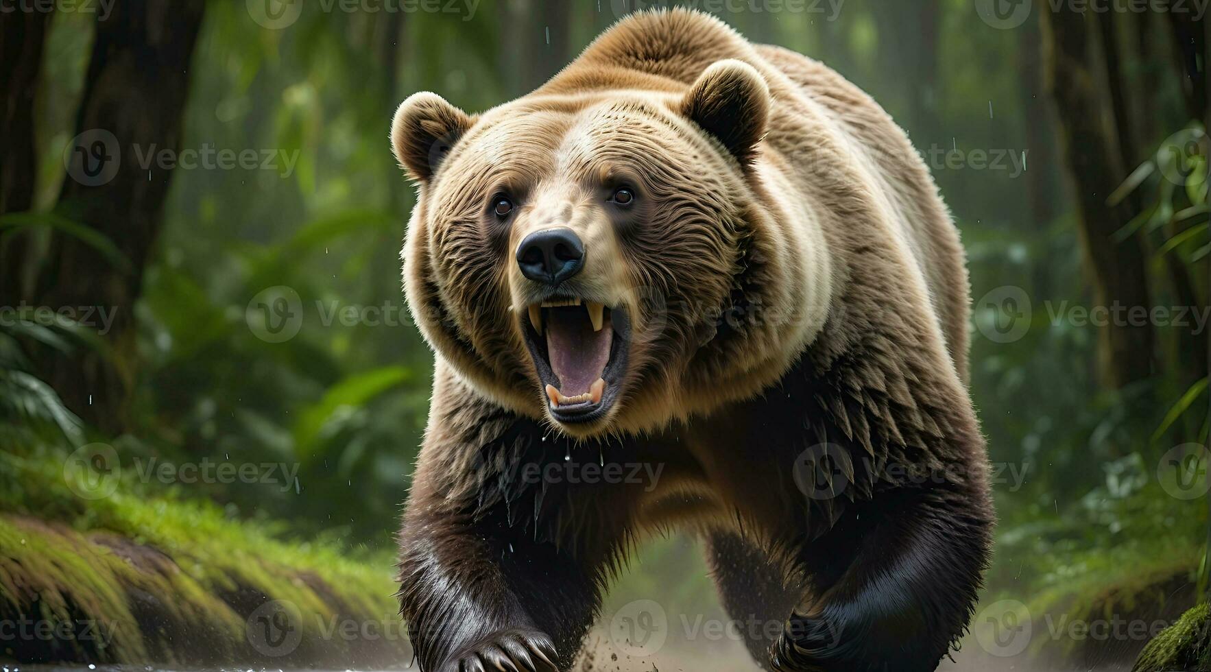 AI generated Bear's attack, Realistic images of wild animal attacks photo