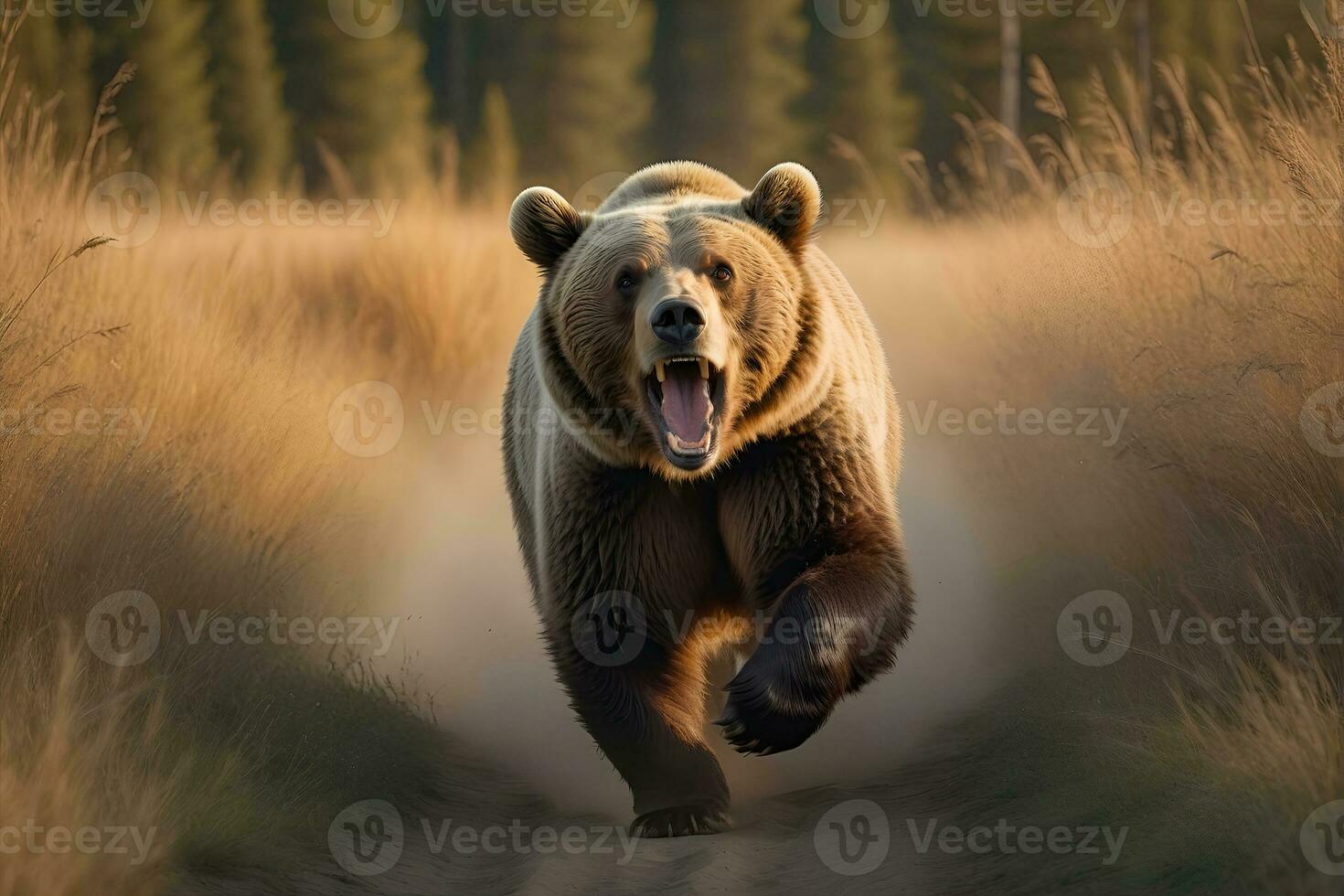 AI generated Bear's attack, Realistic images of wild animal attacks photo