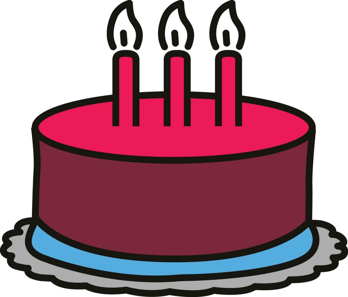 birthday cake with candles Cake icon. Symbol of the holiday, birthday. Festive cake with a candle. Isolated vector illustration.graphic, tasty, collection, icing, realistic, candy, balloon, flat.