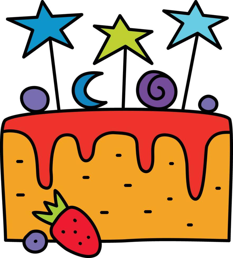 birthday cake with candles Cake icon. Symbol of the holiday, birthday. Festive cake with a candle. Isolated vector illustration.graphic, tasty, collection, icing, realistic, candy, balloon, flat.