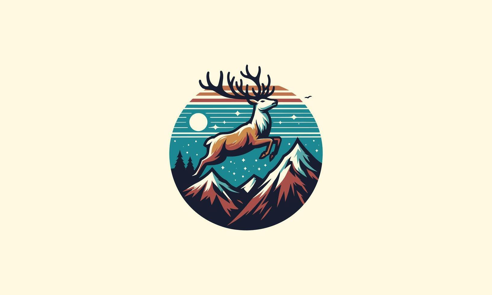 deer jump on mountain vector artwork design