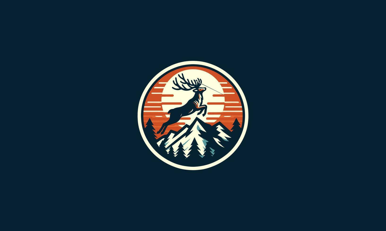deer jump on mountain vector artwork design