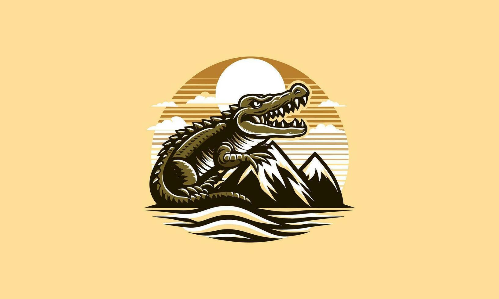 crocodile on mountain vector illustration logo design