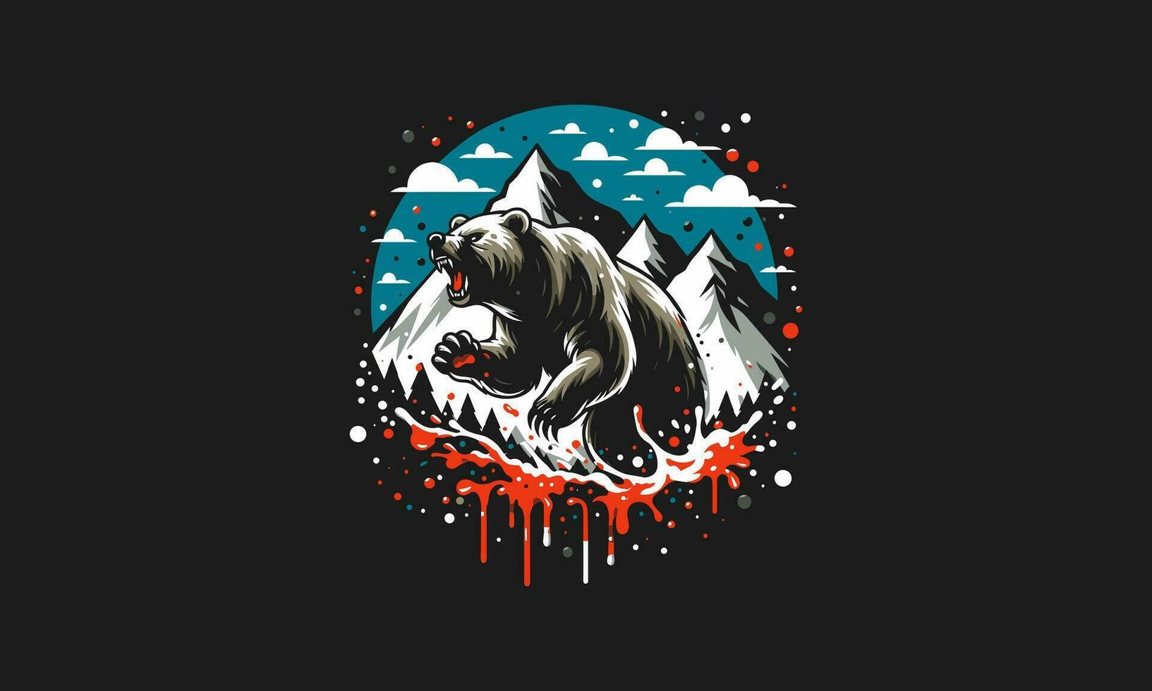 bear on mountain angry vector artwork design