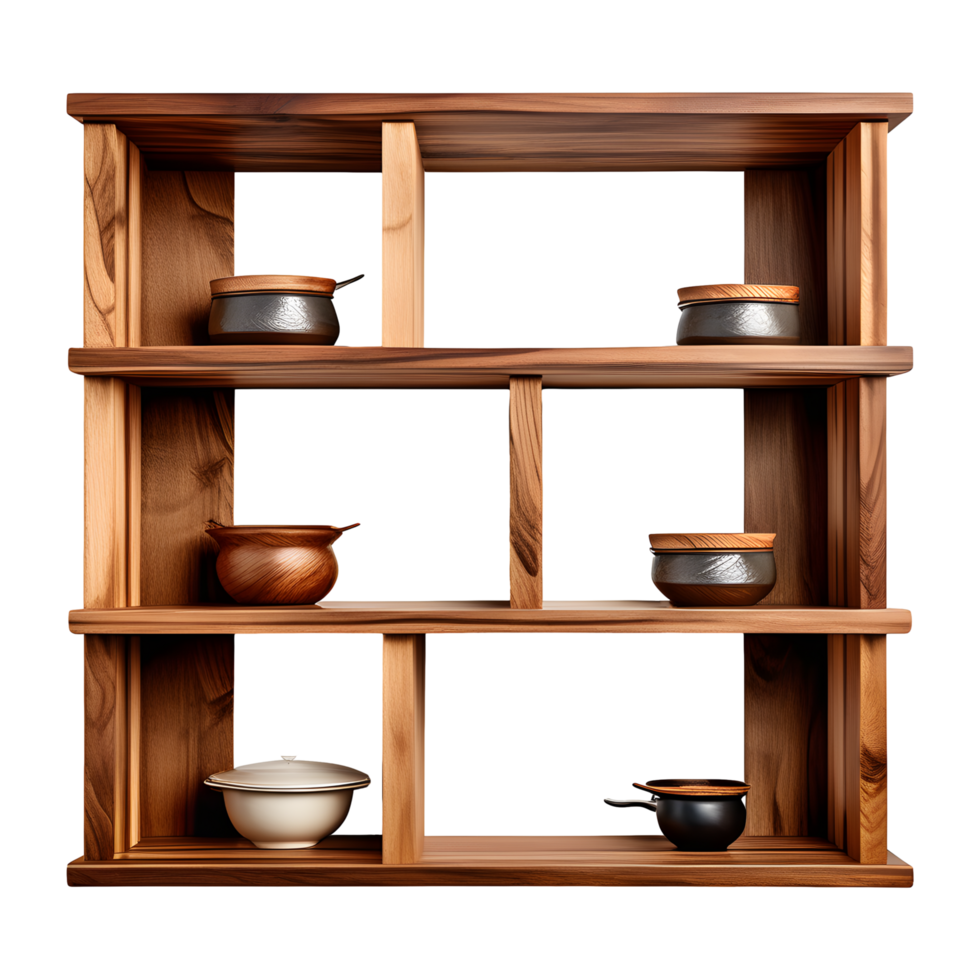 AI generated Wooden Shelves Isolated on Transparent Background 35656179 PNG