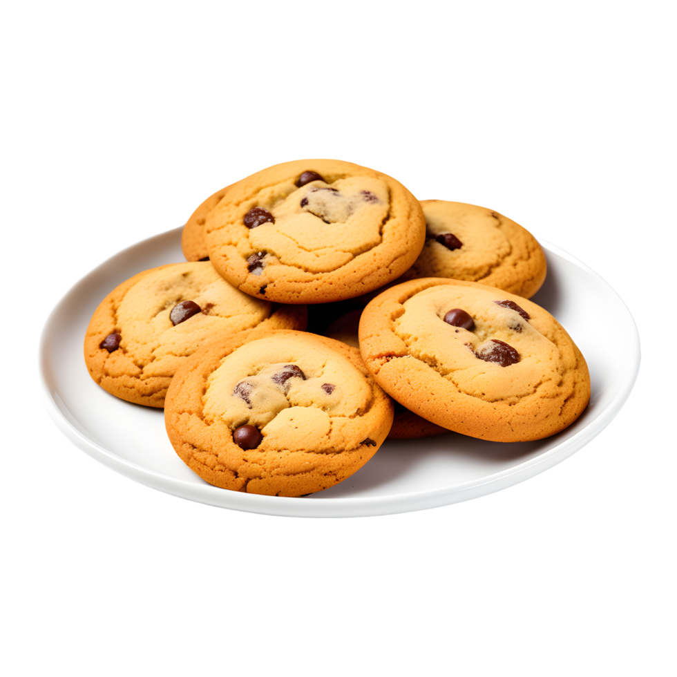AI generated Plate of Chocolate Cookies Isolated on a Transparent Background png