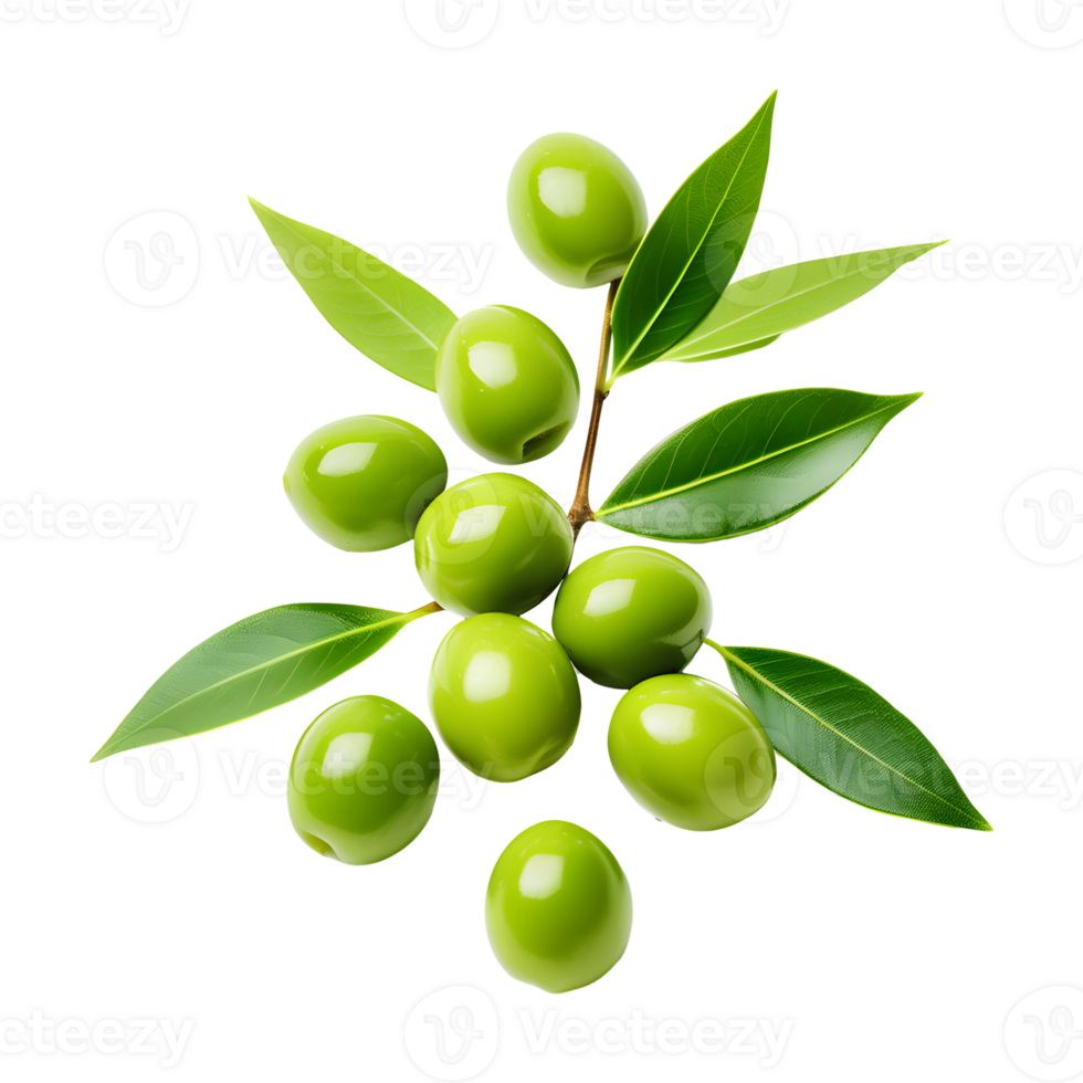 AI generated Olive with Leaves Isolated on Transparent Background png