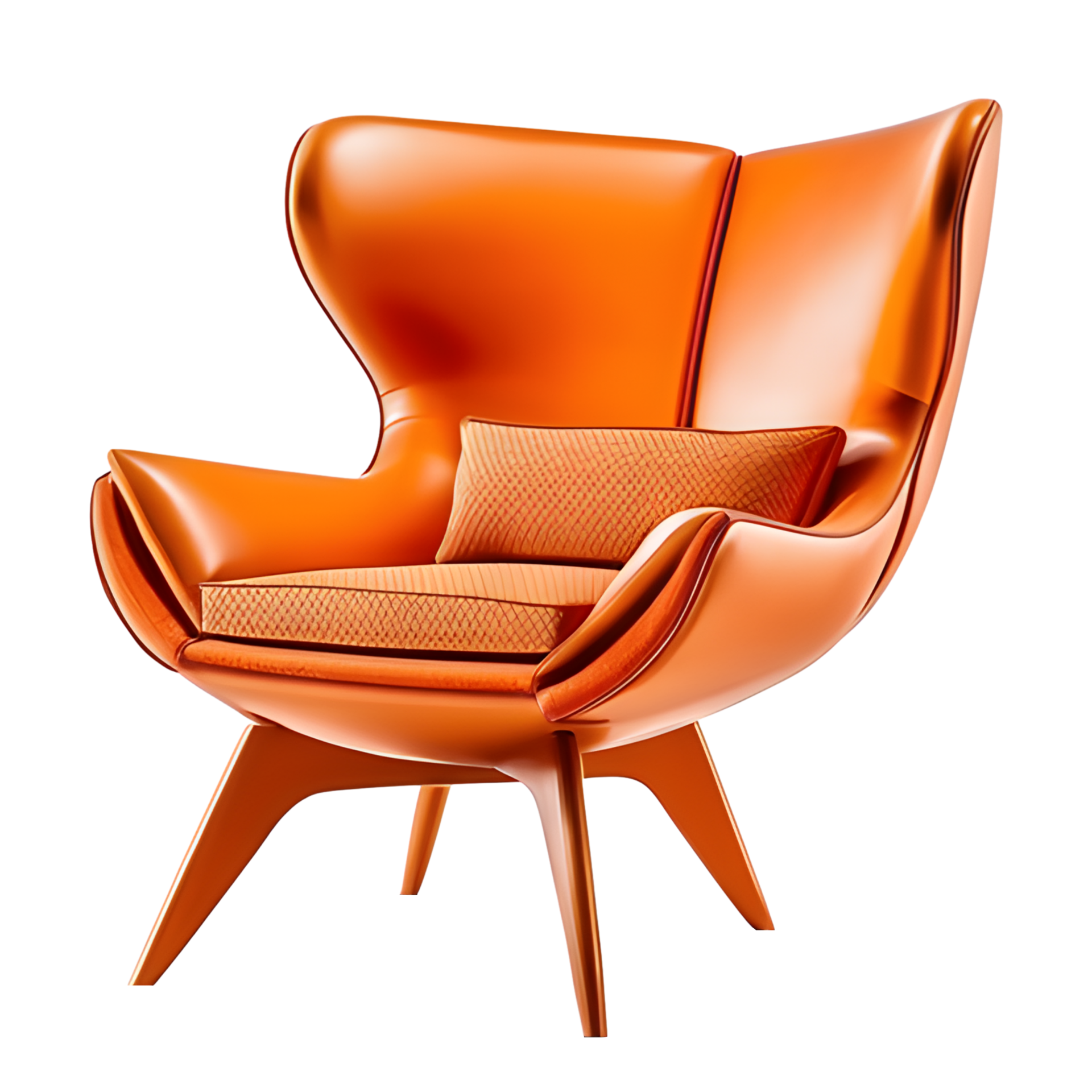 AI generated Orange Modern Chair Isolated on Transparent Background