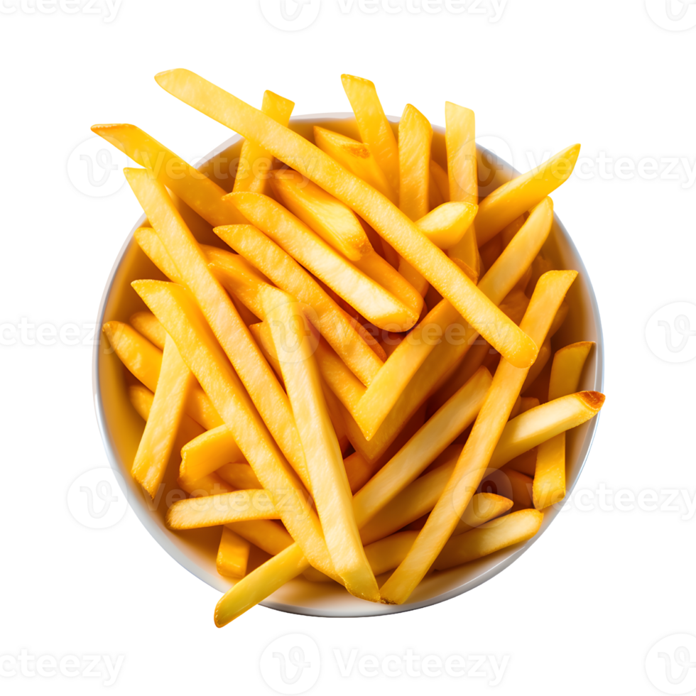 AI generated French Fries Top View Isolated on Transparent Background png