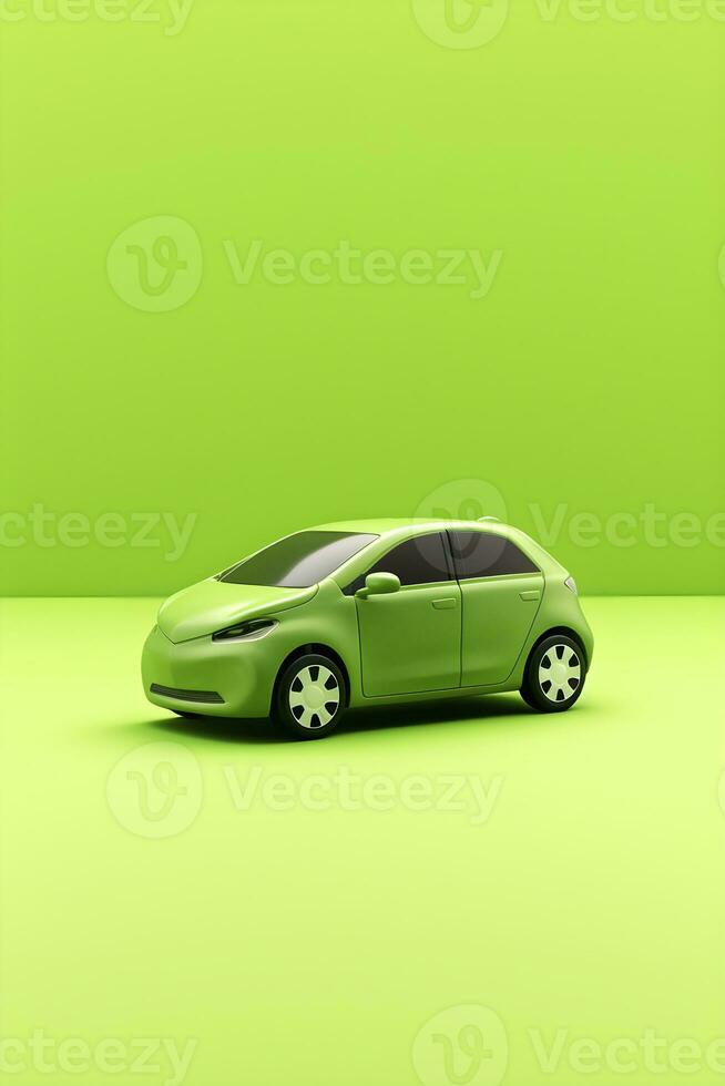 AI generated Green car concept of sustainable transport. AI generated photo