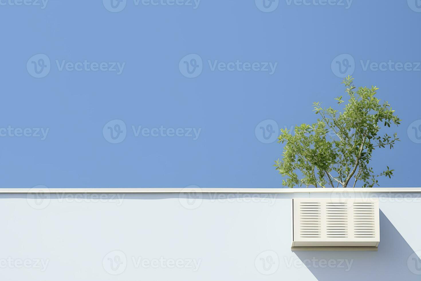 AI generated Minimalistic architectural details against a blue sky background. AI generated photo