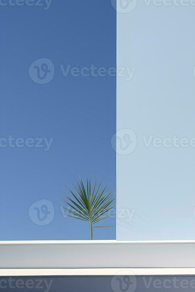 AI generated Minimalistic architectural details against a blue sky background. AI generated photo