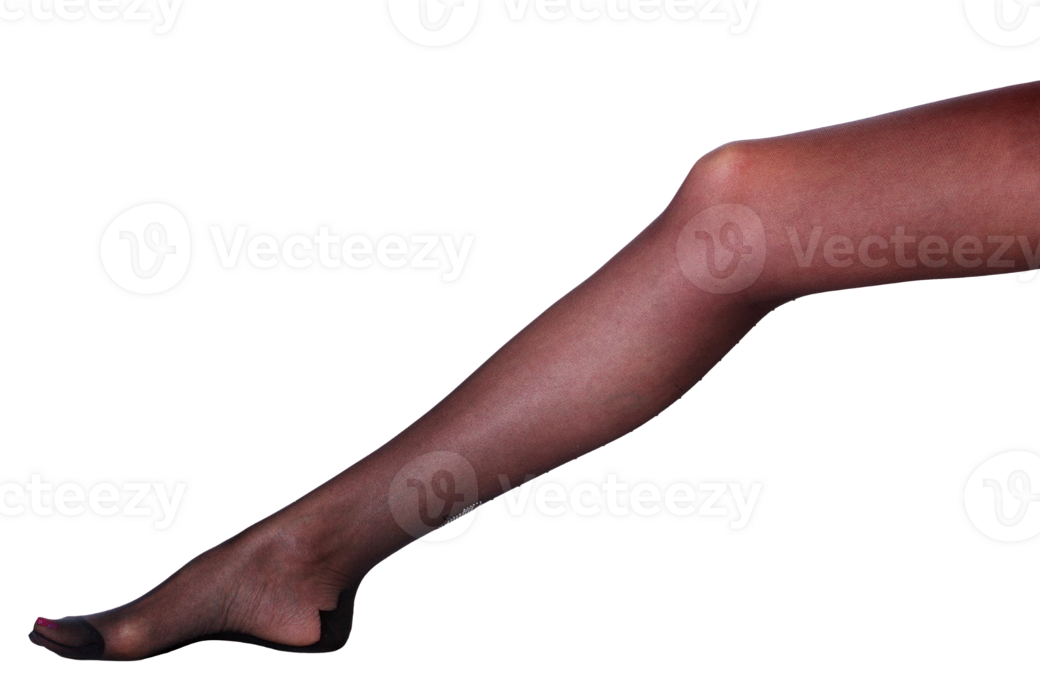 Female leg in black stockings, isolated png