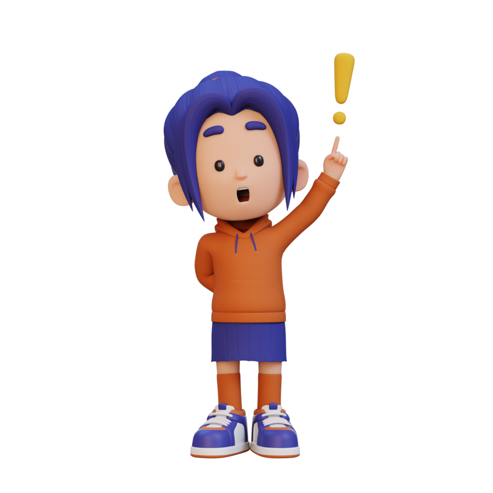3D cute girl got an idea png