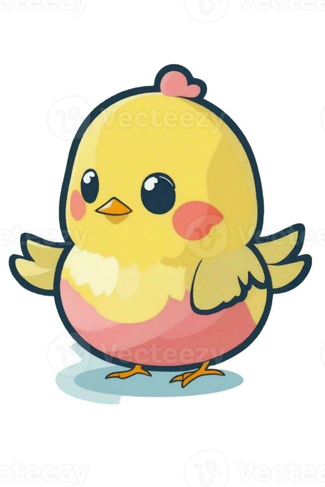 AI generated little yellow chick on white background easter artwork photo