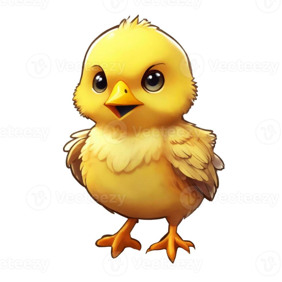 AI generated little yellow chick on white background easter artwork photo