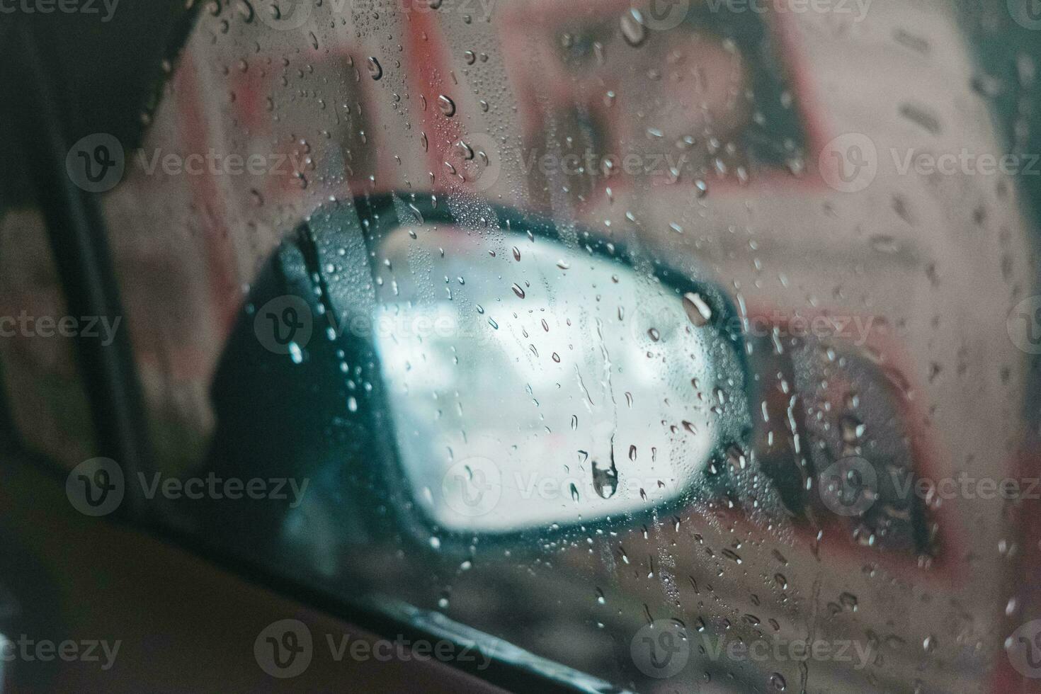 Close up of window of a car in a car wash. photo