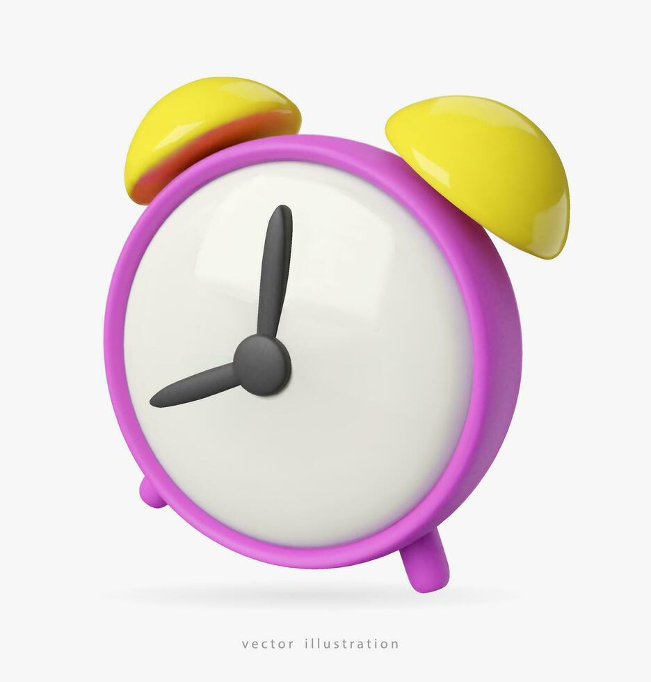 3d alarm clock icon. Concept of time, deadline vector