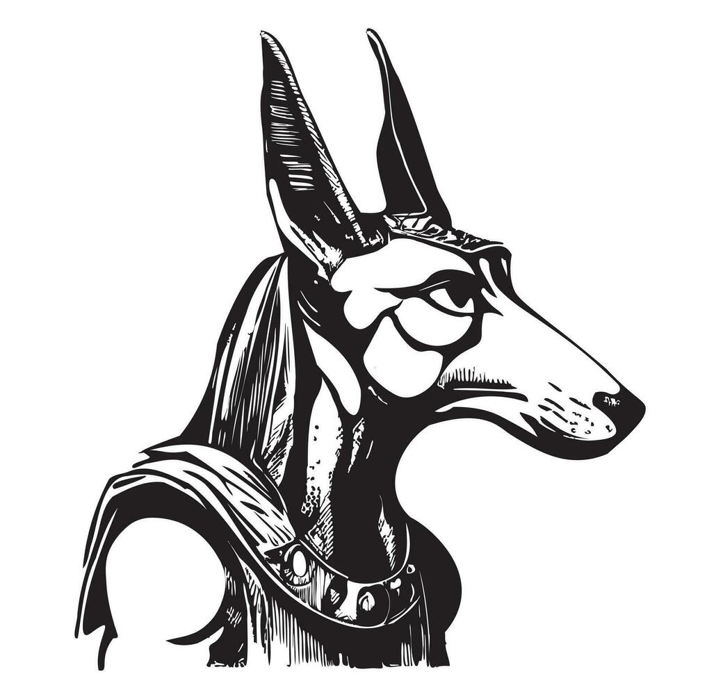 anubis mano dibujado bosquejo en garabatear estilo vector ilustración