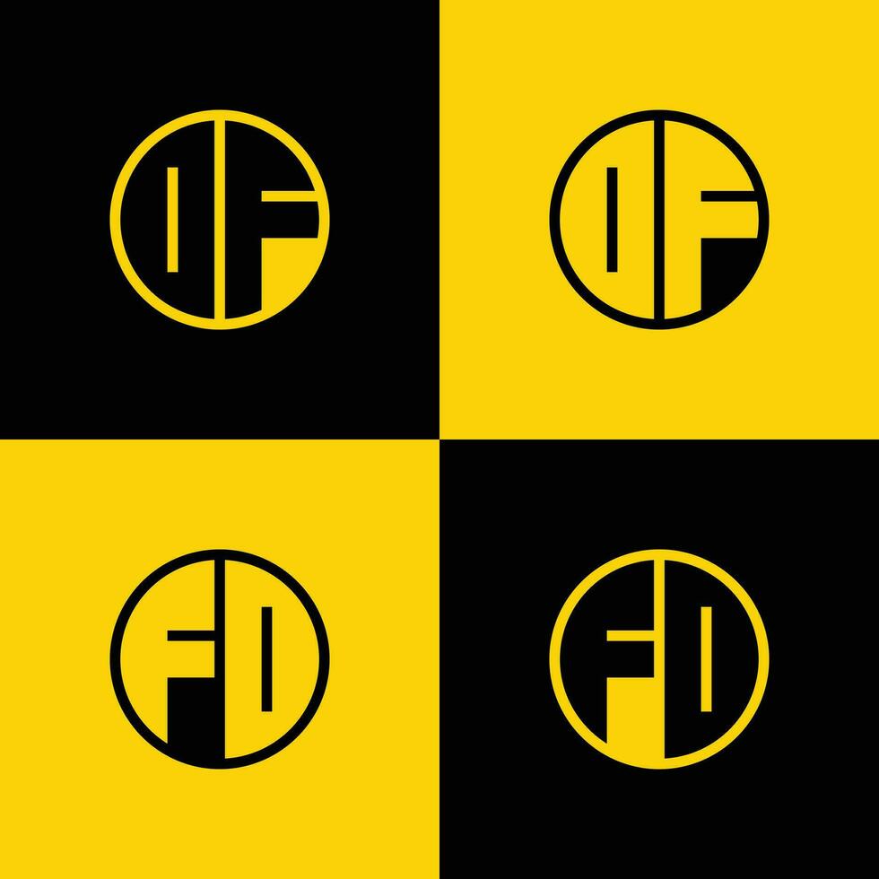 Simple DF and FD Letter Circle Logo Set, suitable for business with DF or FD initials vector