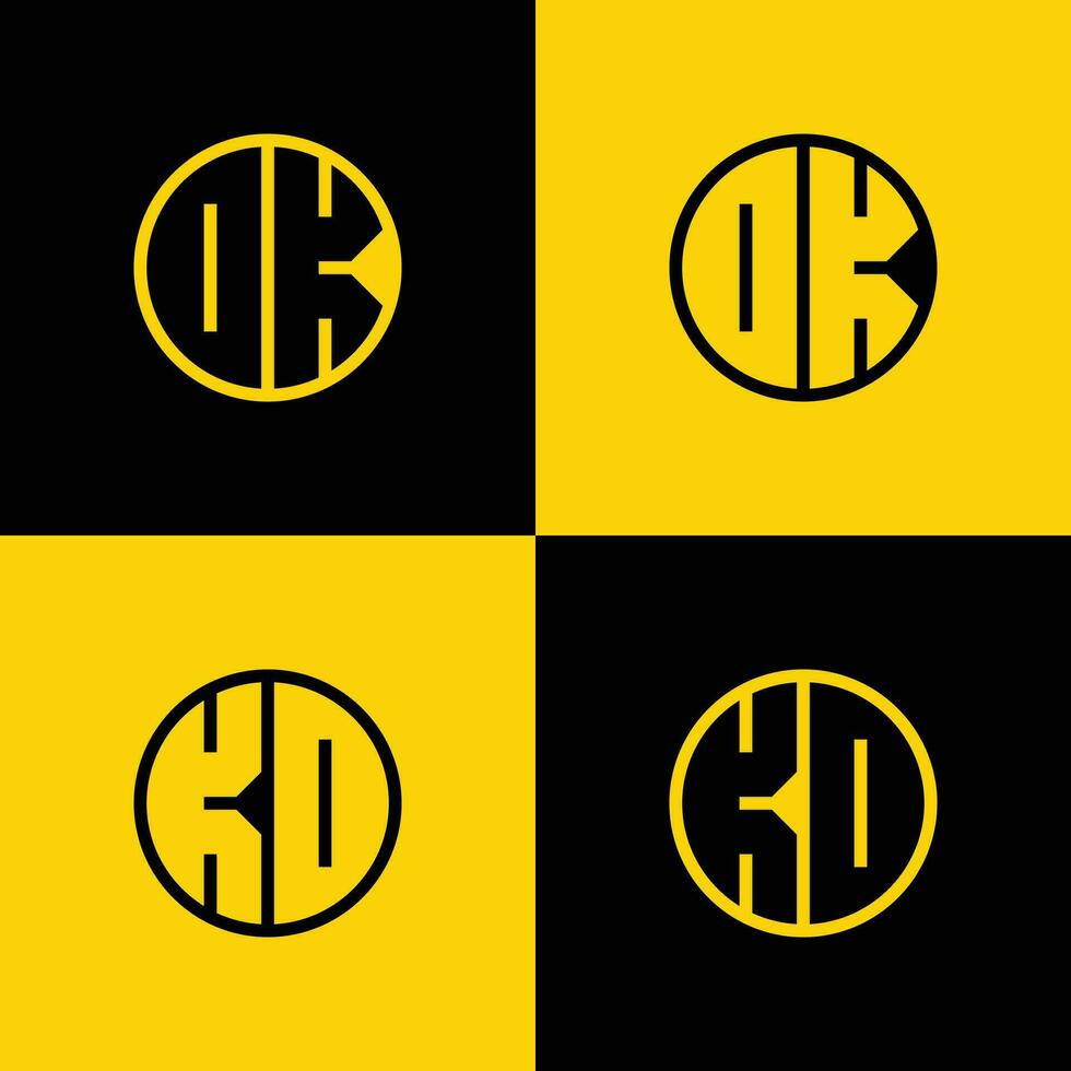 Simple DK and KD Letter Circle Logo Set, suitable for business with DK or KD initials vector