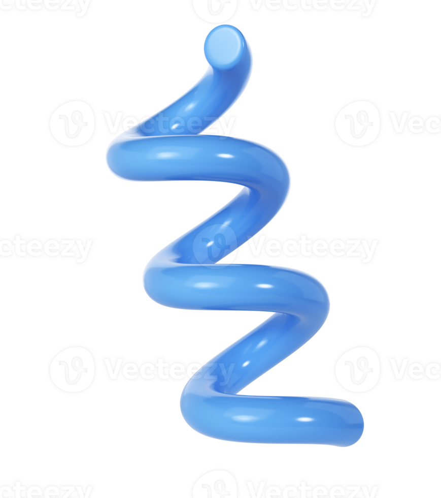 3d vinter- spiral kurva linje dekorativ jul element blå Färg. realistisk design i plast tecknad serie stil. transparent illustration png