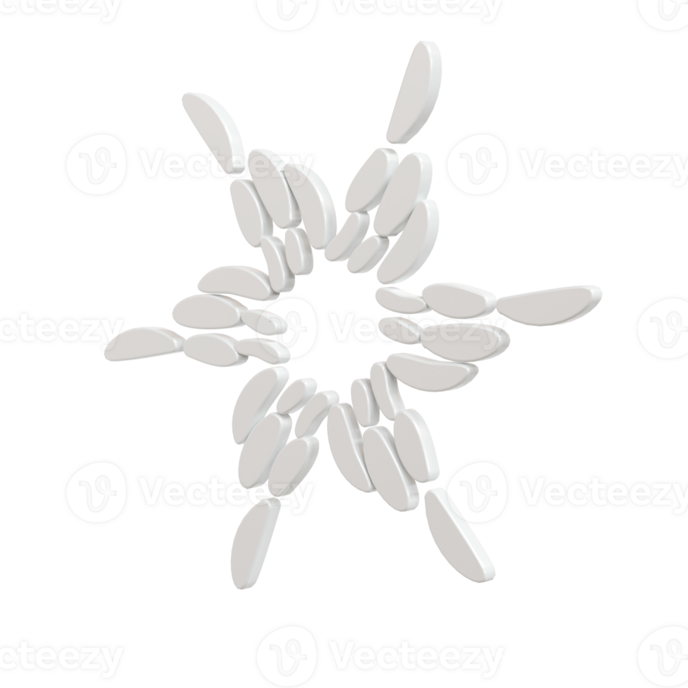 3d illustration of Christmas winter icon snowflake transparent. glossy surface. Happy New Year Decoration Holiday element for web design, greeting card png