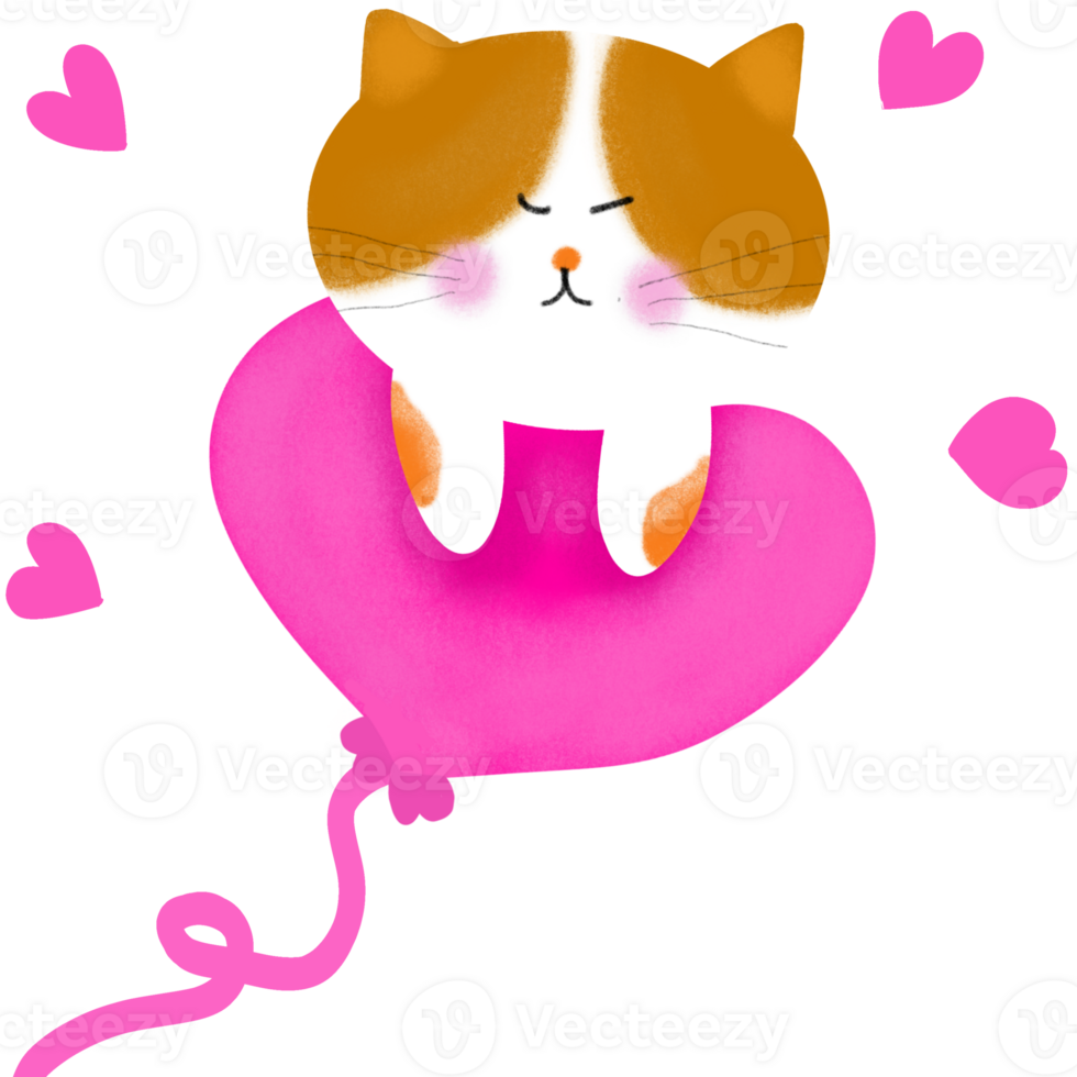 schattig katten en grappig katje tekening Valentijn dag png