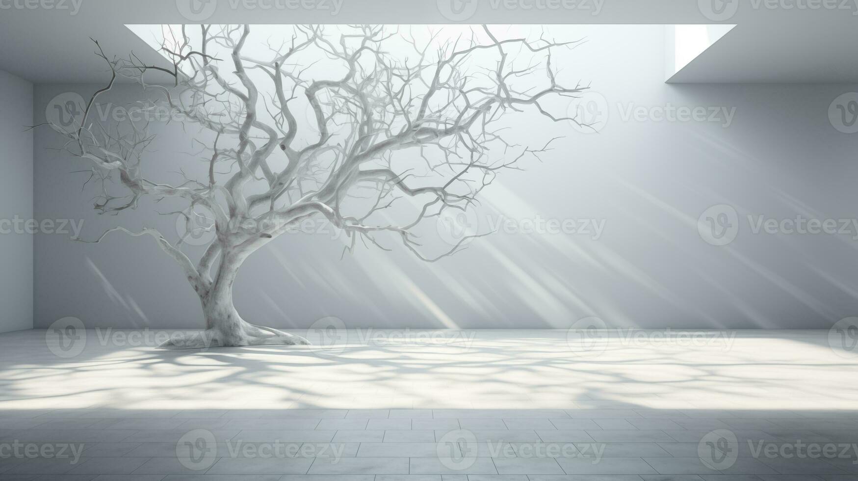 AI generated Light shining from tree branches in the style of ambient occlusion photo