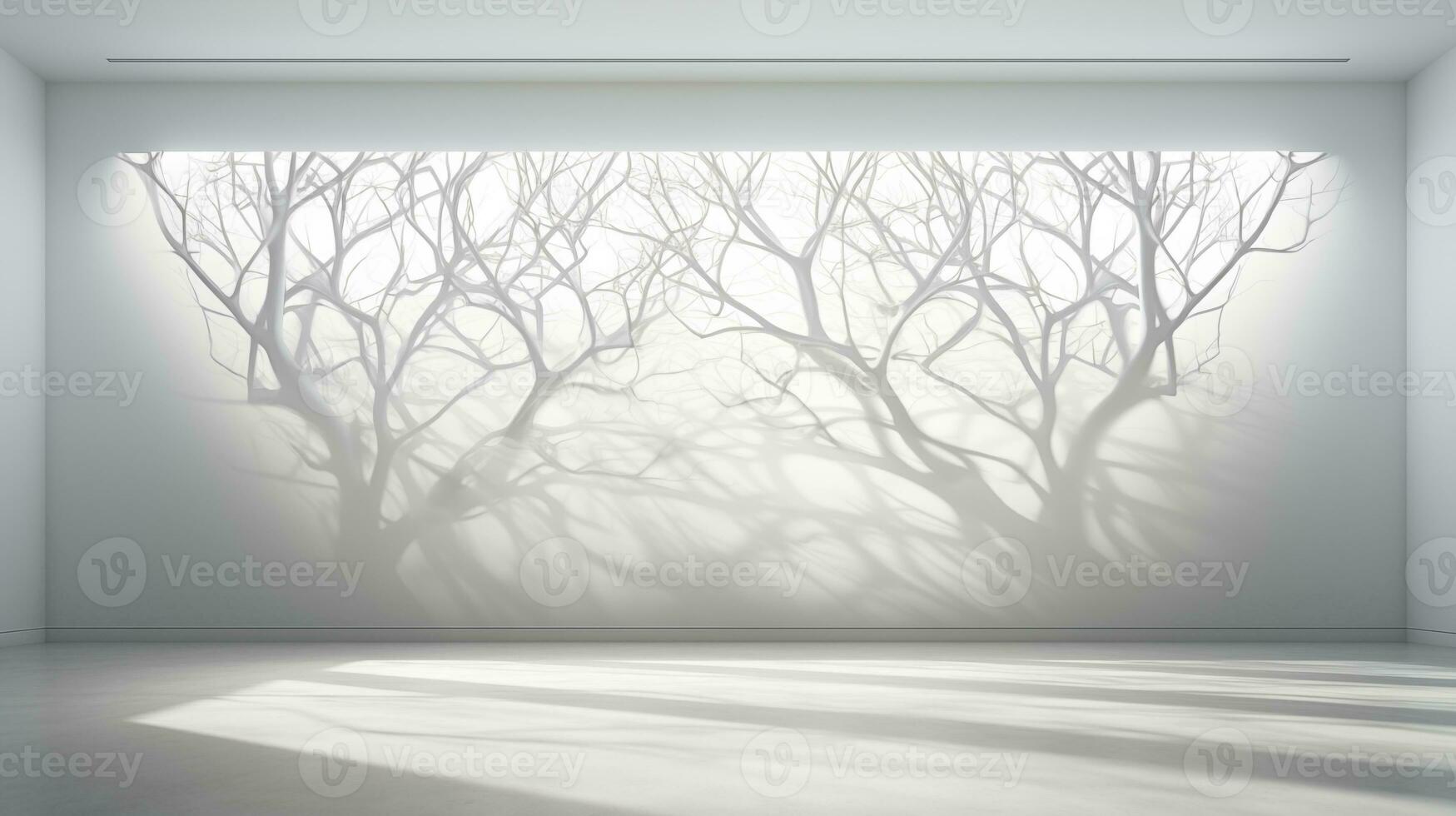 AI generated Light shining from tree branches in the style of ambient occlusion photo