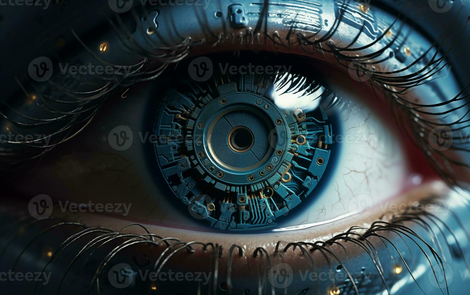 AI generated The Cybernetic Eye of Artificial Intelligence Transforms Human Vision photo