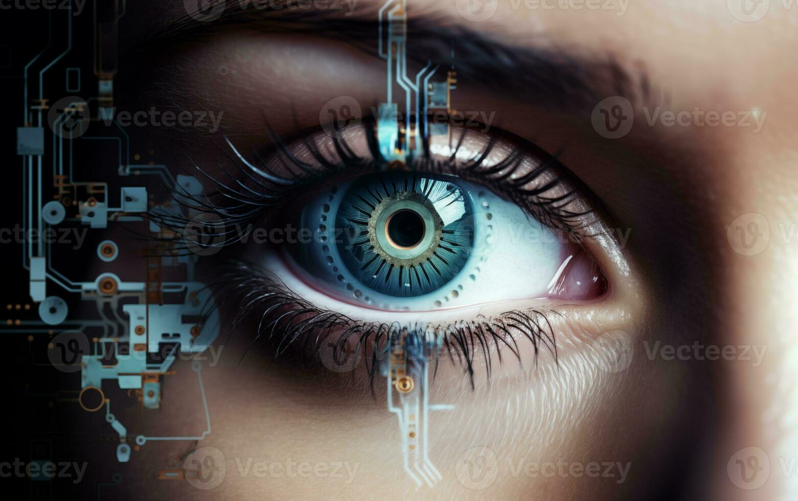 AI generated The Cybernetic Eye of Artificial Intelligence Transforms Human Vision photo