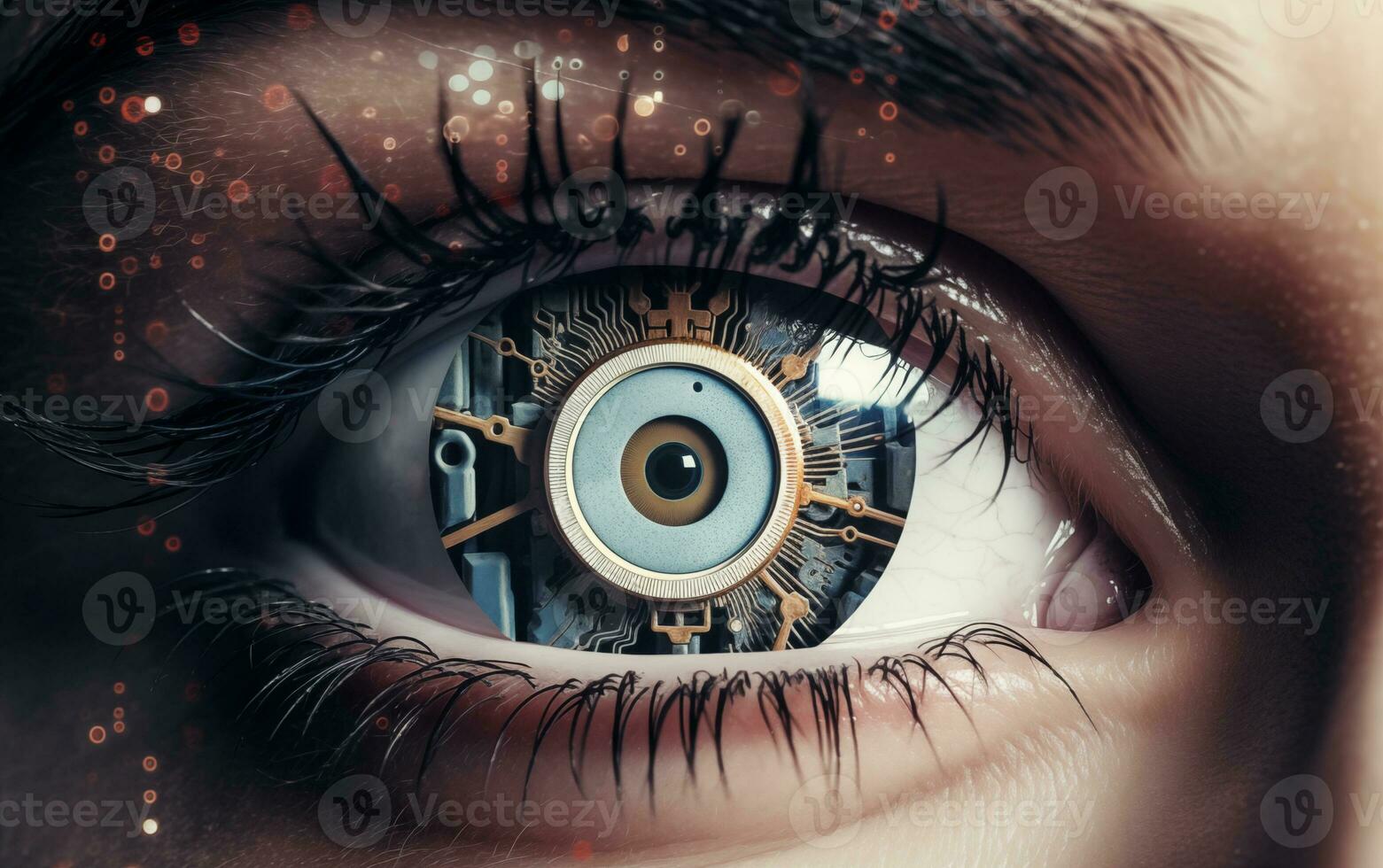 AI generated The Cybernetic Eye of Artificial Intelligence Transforms Human Vision photo